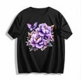 thumbnail image 4 of Floruhand Womens Vintage Flowers Crew Neck Printed Shirt Funny Boho Flower Graphic Tee Casual Short Sleeve Summer Tops, 4 of 4