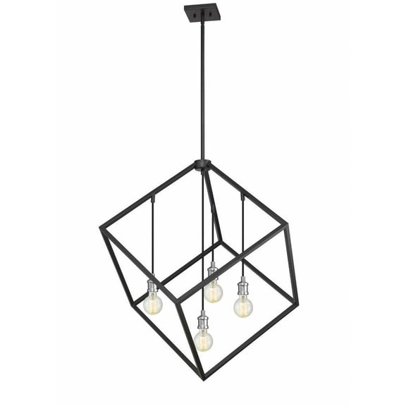4 Light Pendant in Linear Style 34 inches Wide By 36.5 inches High-Matte Black/Brushed Nickel Finish Bailey Street Home 372-Bel-4186064