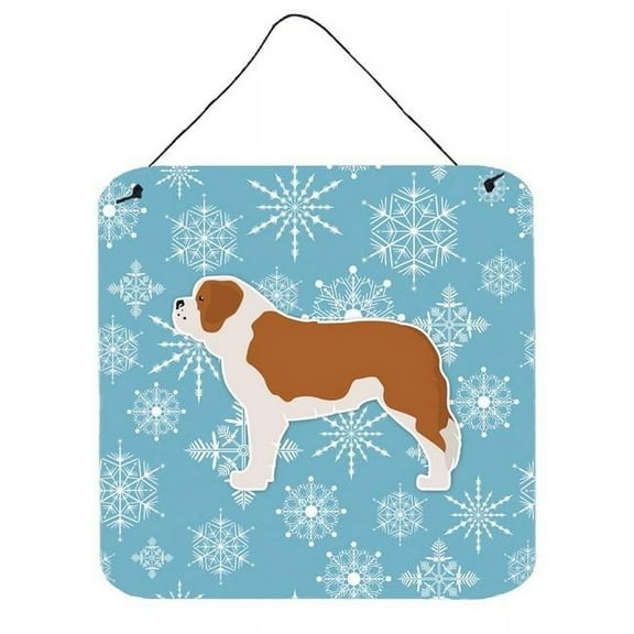 Caroline's Treasures BB3576DS66 Winter Snowflake Saint Bernard Wall or Door Hanging Prints, 6x6, multicolor