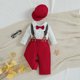 thumbnail image 2 of Odeerbi 0-2 Años Niños Caballero Traje Formal Cumpleaños Primer Año Trajes Conjunto Mono Manga Larga Pantalón Sombrero Lazo Conjunto de Cuatro Piezas, 2 of 4
