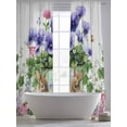thumbnail image 5 of Spring Easter Sheer Curtains 108 Inch Length 2 Panels Set Window Treatments, Purple Floral Summer Botanical Vintage Rod Pocket Semi Curtains for Living Room/Bedroom/Kitchen Décor, 104"W x 108"L, 5 of 7