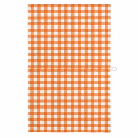 Orange 1 Pack Kitchen Towel Water Absorbent Dish Towel Country French Rustic Buffalo Plaid Modern Art Decorative Hand Towels - Quick Drying Cloth for Cooking Baking 18x28 Inch