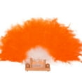 thumbnail image 4 of Vintage Style Marabou Feather Hand Fan Peacock Folding Handheld Fan for Dancing Party Flapper(Orange), 4 of 4