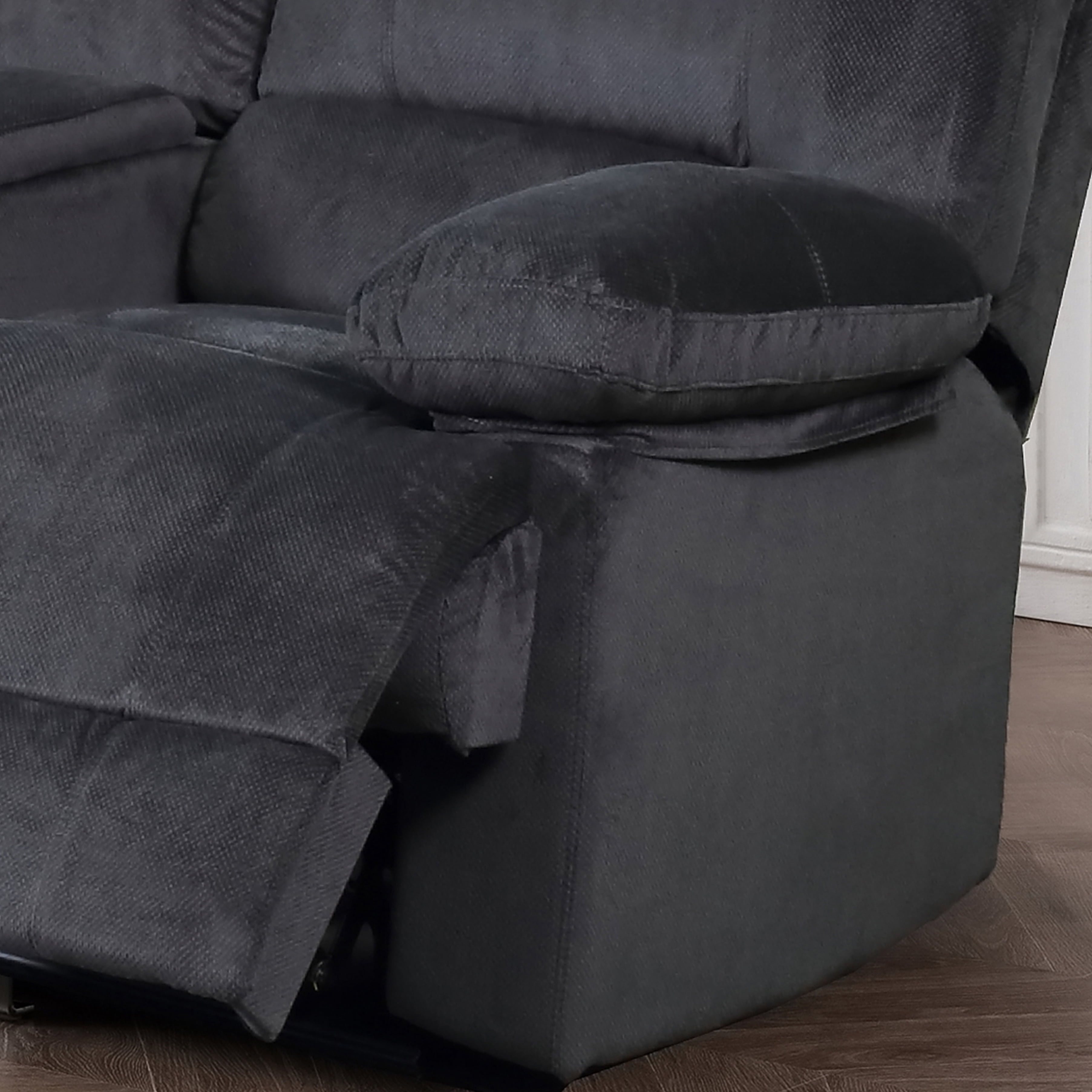AC Pacific Kevin Grey Reclining Living Room2-Seat Love Seat with Console