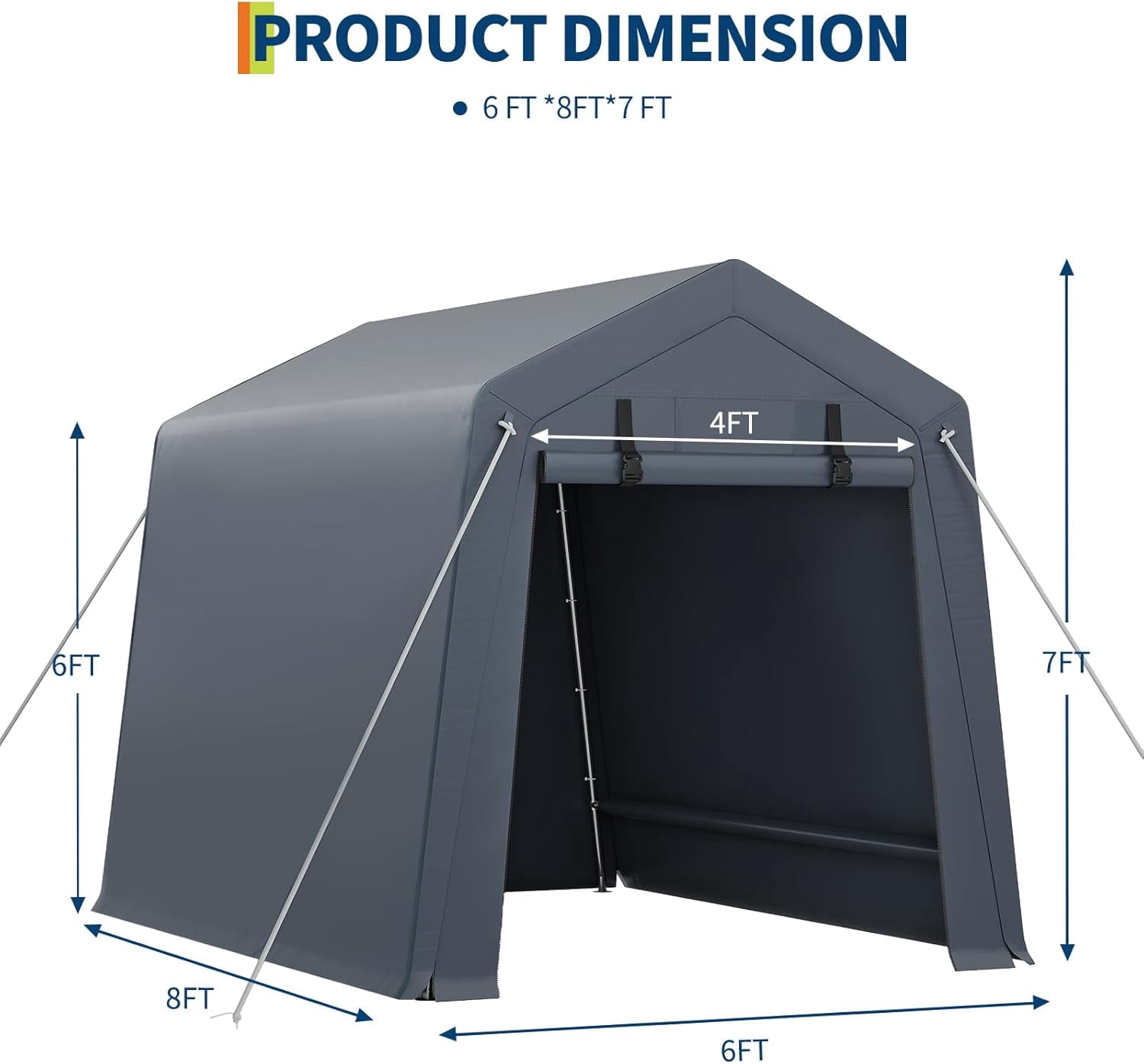 M optimized 6x8ft Outdoor Portable Storage Shed w/ Roll-Up Door & Vent, 240G Heavy-Duty Shelter Waterproof PE Tarp, UV-Resistant Storage Sheds for Motorcycle, Firewood, Garden and Tools