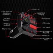 Monster Bluetooth FM Transmitter for Cars with 2 USB Ports, 3.4A , 7.9” x 2.8” x 2.2”, 0.25lb