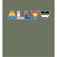 thumbnail image 2 of Pride Ally Pride Flag Colors Adult Olive Long Sleeve Hoodie-Medium, 2 of 3