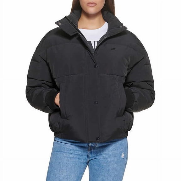 Levi's Women’s Cinched Puffer Jacket (Black, X-Large)