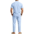 thumbnail image 4 of hotojiny Mens 2 Piece Outfits Casual Summer Vacation Beach Wear Classic Fit Button down Shirt with Straight Leg Pants Set(Light Blue,3X-Large), 4 of 7