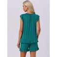 thumbnail image 4 of DARING DIVA Ruffle Trim Cap Sleeve Lounge Tops Shorts Pajama Sets XS Dark Green, 4 of 6