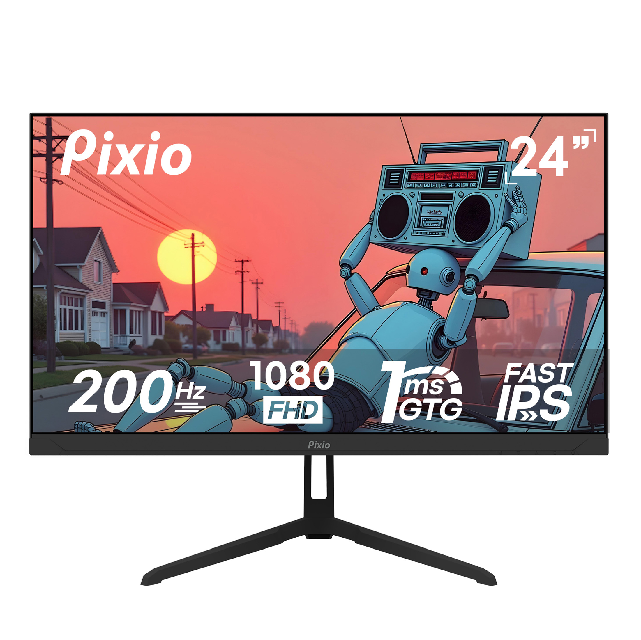 Pixio PX248 Wave 24" Fast IPS FHD 1920 x 1080 200Hz Refresh Rate 1ms GTG Response Time Adaptive Sync Gaming Monitor
