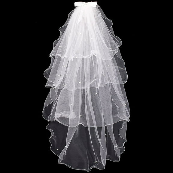 Tulle Wedding Dress Veils White Bowknot Bridal Multi Layer Hair Veil Comb Faux P