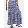 thumbnail image 3 of No Boundaries Woven Plaid Tiered Maxi Skirt, Women's, 3 of 5