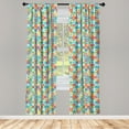 thumbnail image 3 of Ambesonne Floral Curtains, Clover Vivid Design, Pair of 28"x84", Red Turquoise Yellow, 3 of 5