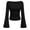 Black, variant on Women’s Long Sleeve Boat Neck Flared Cuff Slim Fit Ribbed Knit Top – Elegant Ruched Pullover Blouse for Casual or Party Wear Fashion Clothing for Women