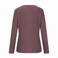 thumbnail image 5 of Women'S Pineapple Lace Stitching Top T-Shirt Solid Color Long Sleeve Round Neck Pullover Casual Top Purple Red M, 5 of 7