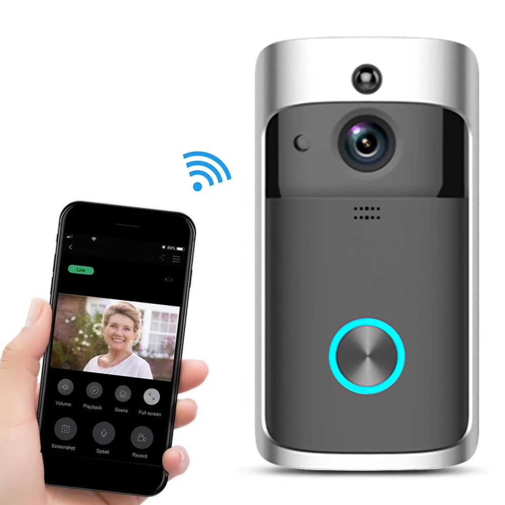 Wireless Doorbell Camera with Video Doorbell Camera HD WiFi Visual Dynamic Operated Motion Vision & Speaker Night Time Also Gives You a Sense of Security Vision Sliver, Not Include Batteries 