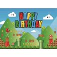 thumbnail image 4 of Pancarta de fondo de feliz cumpleaños YONGSHENG de Super Bros Mario 5 X 3 pies decoraciones de suministros para fiestas de videojuegos, 4 of 5