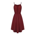thumbnail image 4 of USSUMA Casual Dresses for Women Summer Dress Sleeveless Crew Neck Casual Solid Color Camisole Irregular Dress Maxi Dress Elegant Dress Comfortable Skirts Trekking Online Shopping Wine Dress Size-L, 4 of 6