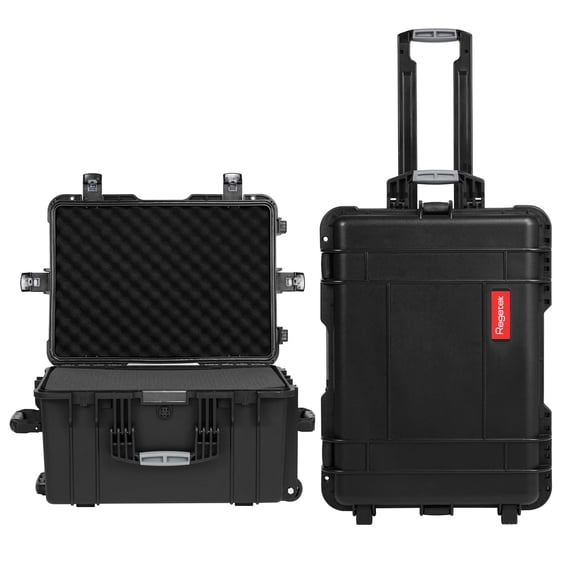 Rolling Hard Case with Foam,24.5 x 18 x 13 Inch, Waterproof Hard Case with Wheels/Retractable Handle for camera, Drone,tool, Equipment, electronics, TSA Friendly, Inner 20.39"X 14.17"X10.43"