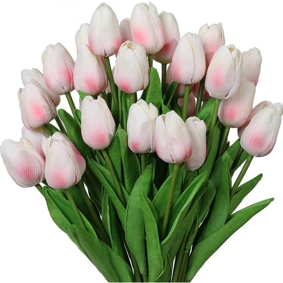 HESHENG Artificial Tulips Real Touch Fake Flowers Artificial Tulips Flowers Arrangement Bouquet for Home Room Office Wedding Party, Light pink