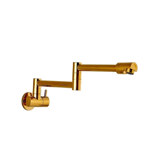 Wall Mount Dual Handle Kitchen Faucet Swinging Water Spout 360 Rotate Folding Para Kitchen Sink Single Cold Mixer Tap ,Easy to Install
