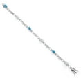 thumbnail image 2 of Gem Stone King 925 Sterling Silver Swiss Blue Topaz and White Moissanite and Round White Lab Grown Diamond Tennis Bracelet for Women (3.19 Cttw, Gemstone Birthstone, Oval 6X4MM, 7.25 inches), 2 of 4