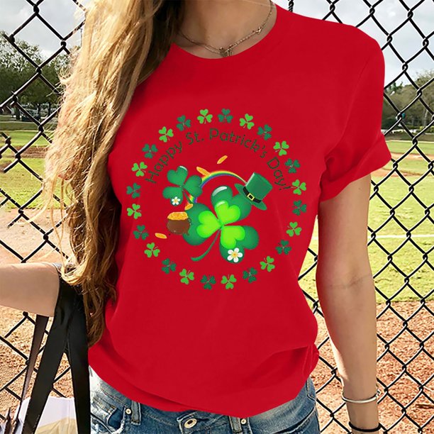 Fiudx Ofertas Flash Artículos En Oferta Blusa de Manga Corta con Cuello Redondo y Estampado a La Moda para Mujer