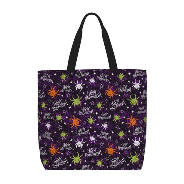 Fotbe Halloween Bolsa Tote con Estampado para Mujer, Bolsos con Cremallera, Bolsa de Hombro Casual de Gran Capacidad con Bolsillos Internos