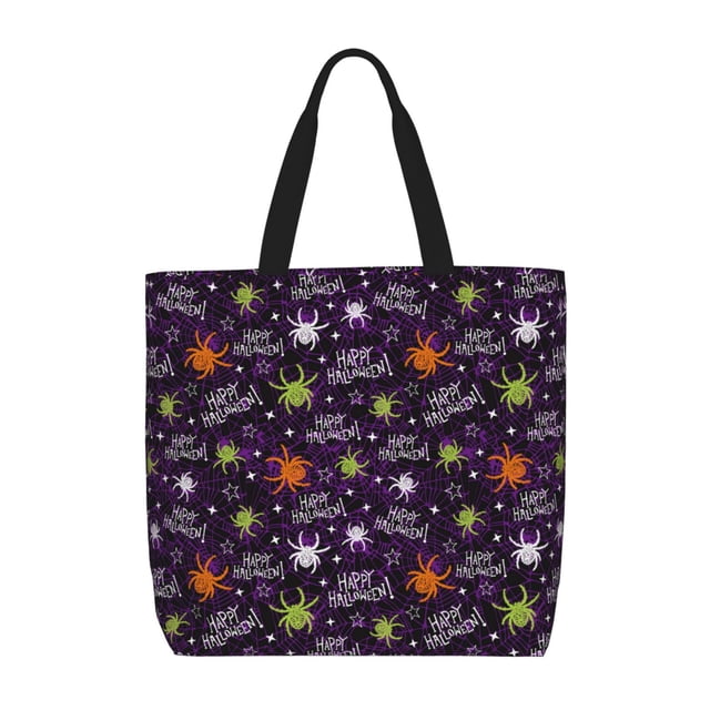Disketp Halloween Bolsa Tote de Lona para Mujer, Bolso de Hombro y Cruzado con Cierre de Cremallera