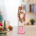 thumbnail image 4 of Christmas Nutcracker Ornament 12inch Sculpture for Shelves Tabletop Festival Pink, 4 of 8