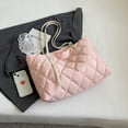 thumbnail image 4 of Bolso de mano acolchado con diamantes para mujer, bolso de mano hinchado de gran capacidad, bolso de citas diario, 4 of 8
