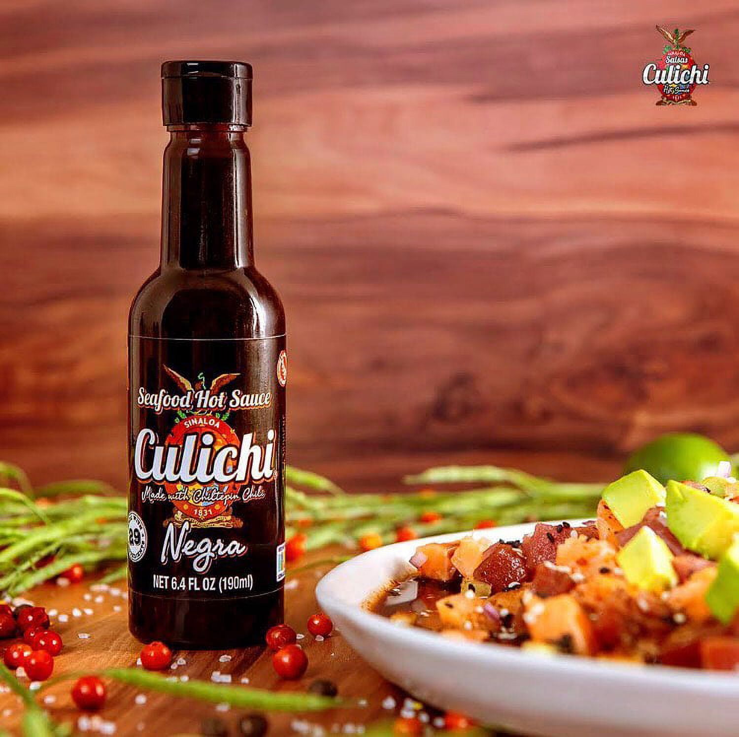Salsa Culichi Negra/ Seafood Sause Quantity of 3 Bottles 6.4oz
