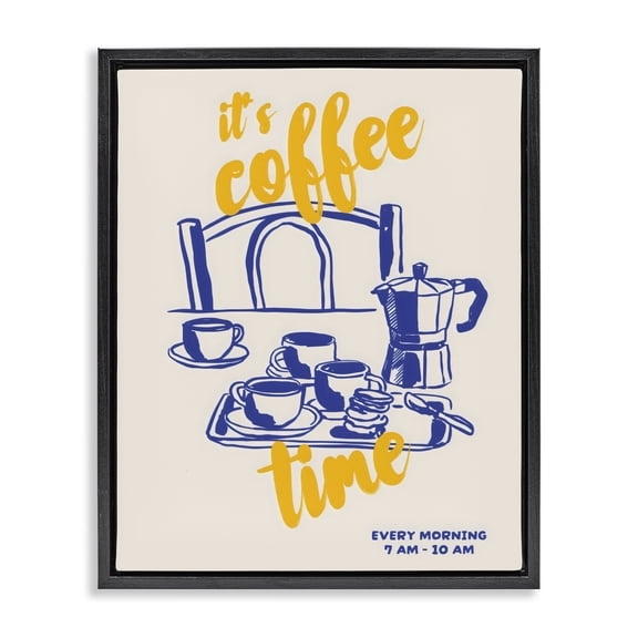 Stupell Industries Contemporary It's Coffee Time Breakfast Ritual Black Floating Frame Canvas Art, 17 x 21, by The Prints Vibe