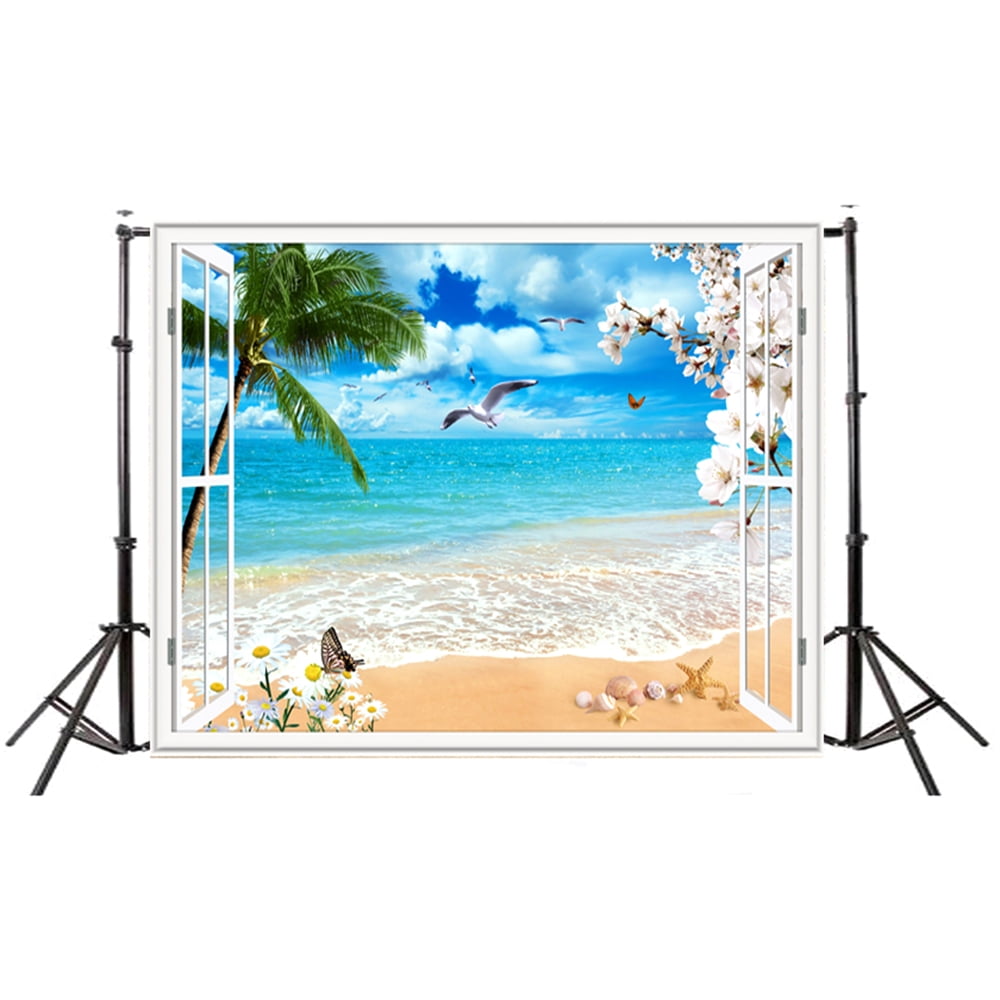 Business Use Photography Backdrop 4.9 x 7.2 Feet Party Tropical Beach Background Wedding Photo Booth Great for Studio