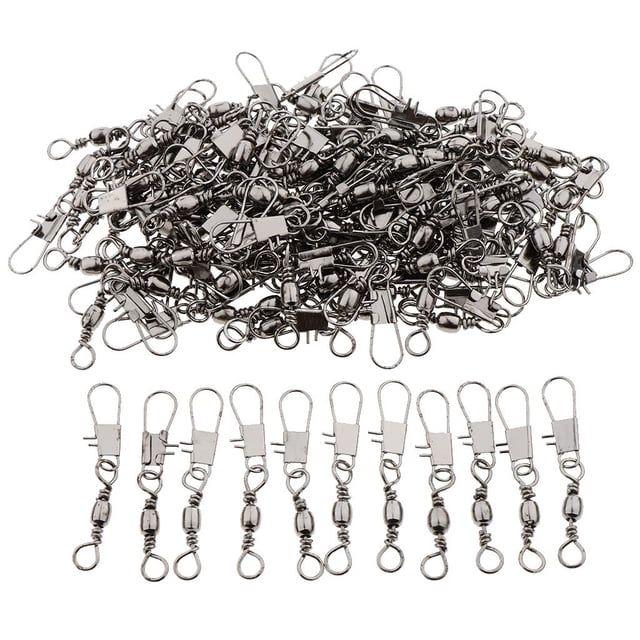Conectores Pasadores giratorios DYNWAVEMX 100 Unids de Seguridad plata Eslabones giratorios de cojinetes de bolas de pesca