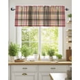 thumbnail image 3 of Red Brown Plaid Kitchen Valances for Windows Country Farmhouse Checkered Valance Curtains&nbsp; for Kitchen /Living Room/Bedroom/ Bathroom Decor, 54"x18 " ,Rod Pocket 1 Panel,, 3 of 7