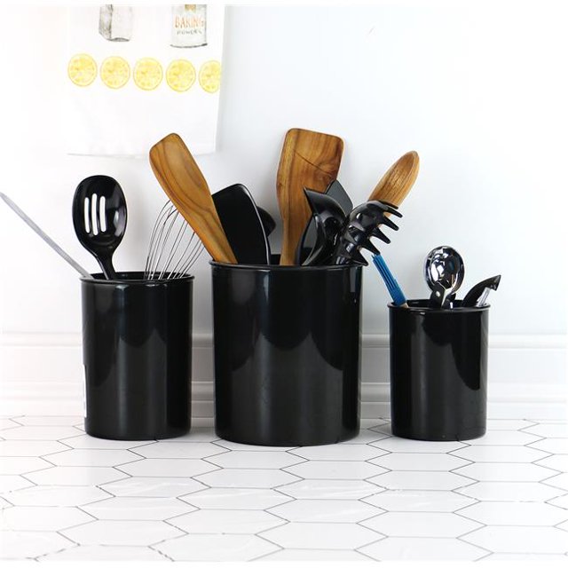 3pc Plastic Utensil Holders, Black