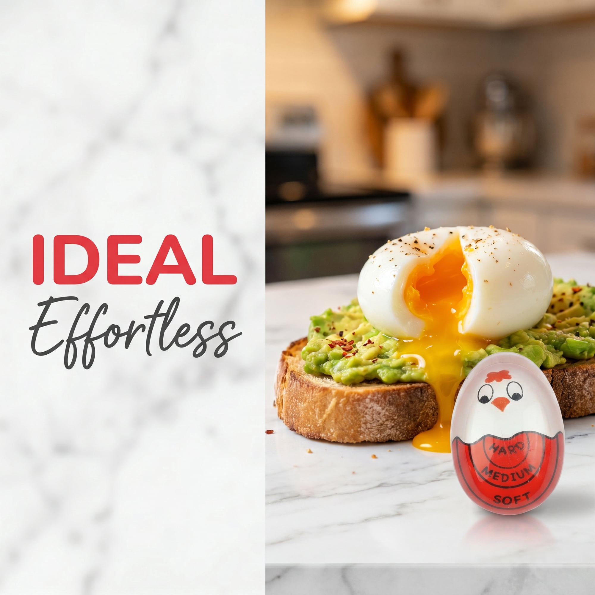 Unique Bargains Egg Timer with Color Changing Indicator for Perfect Boiled Eggs Red