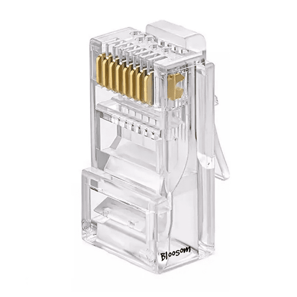 Set 100 Plug Conector Bloosom Profesional Cat 6 Rj45 Cable Red Utp Transparente