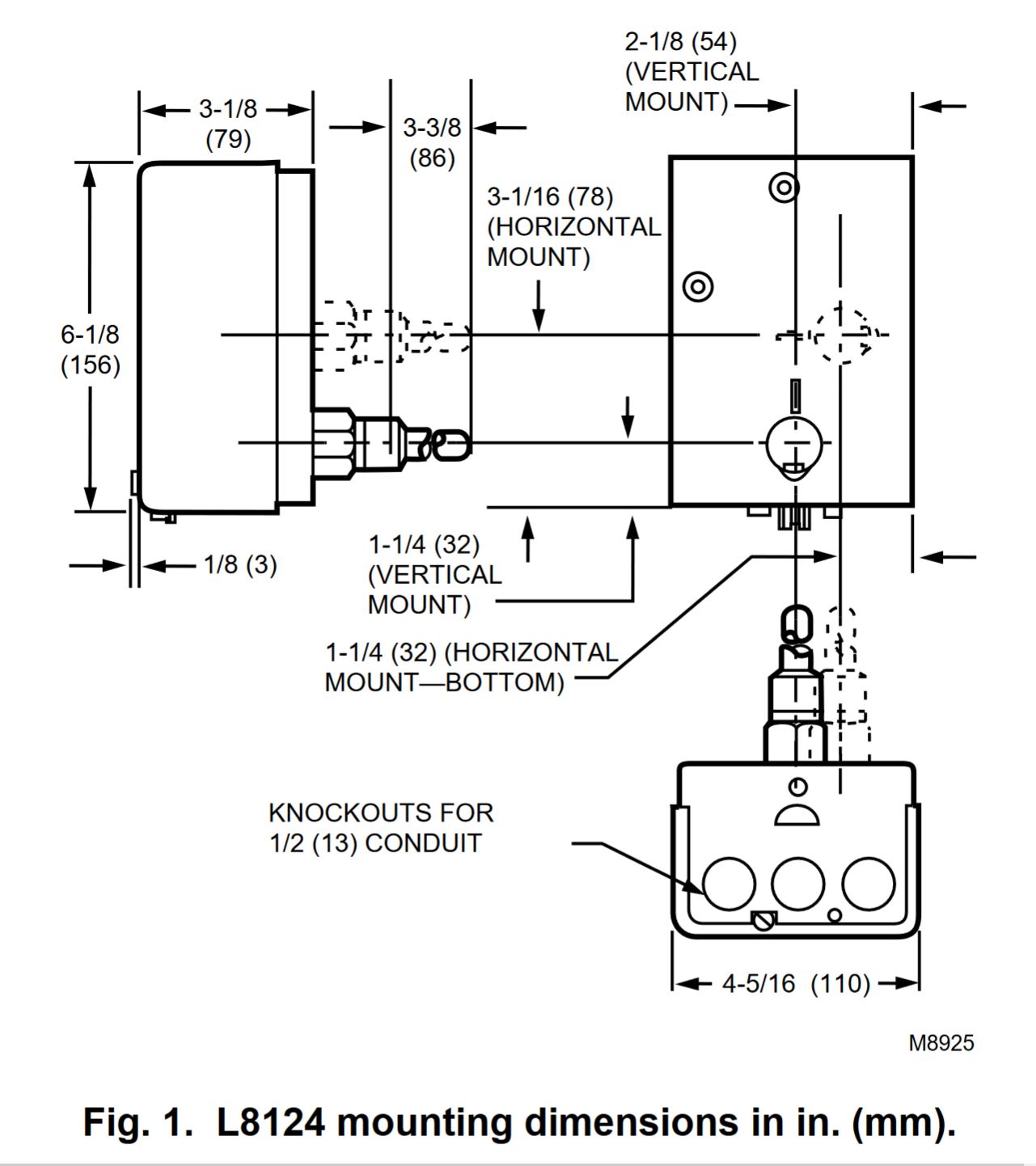 (Price/Each)Honeywell L8124C1003 Triple Aquastat Relay, 120V Burner Control, Horizontal Mount Less Well
