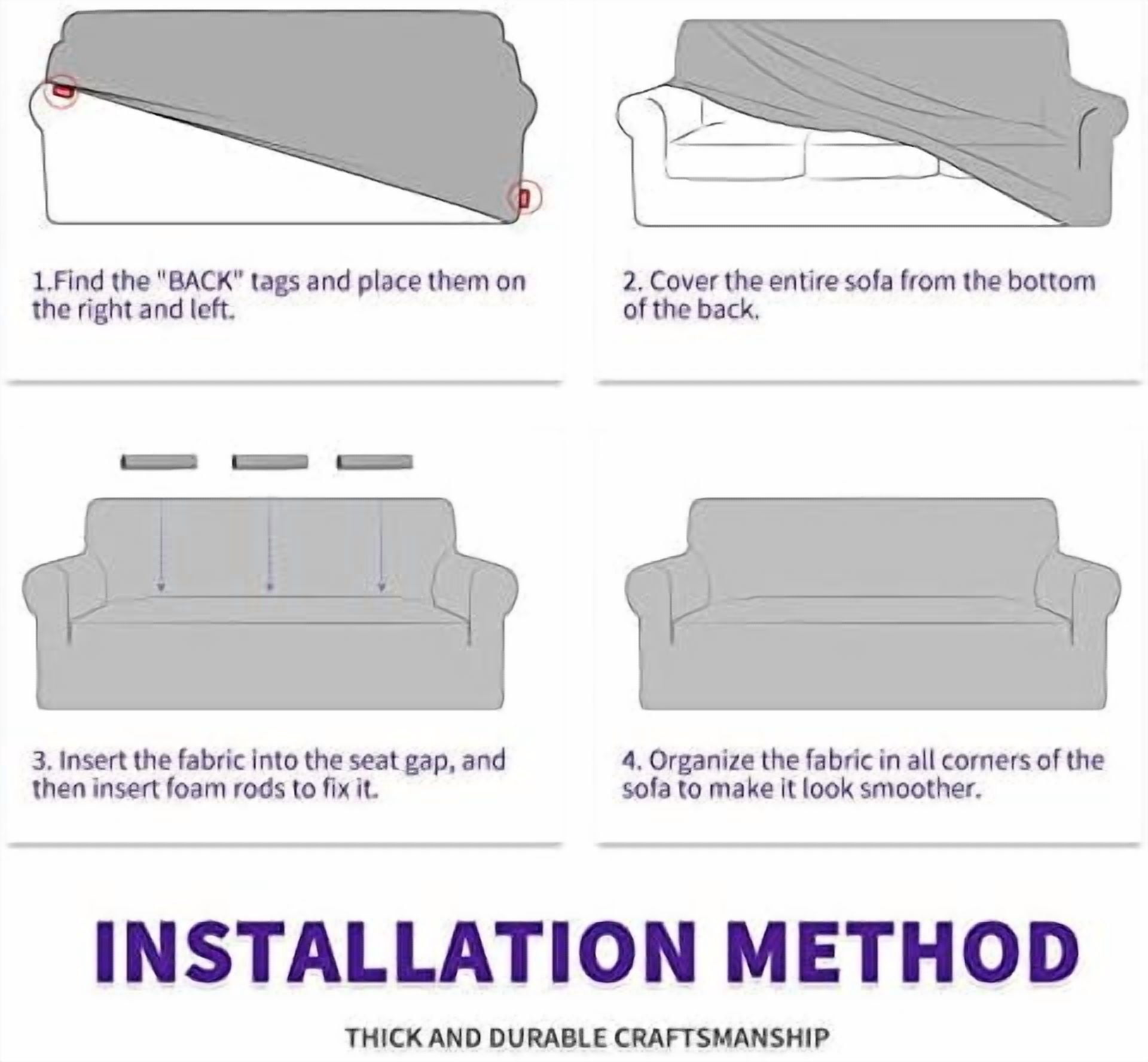 Super Stretch Couch Cover (72"-92") Universal Sofa Covers with Elastic Bottom, Dog Cat Pets Friendly Washable Furniture Protector Fitted Sofa Slipcovers Stay in Place (Dark Grey, Sofa)