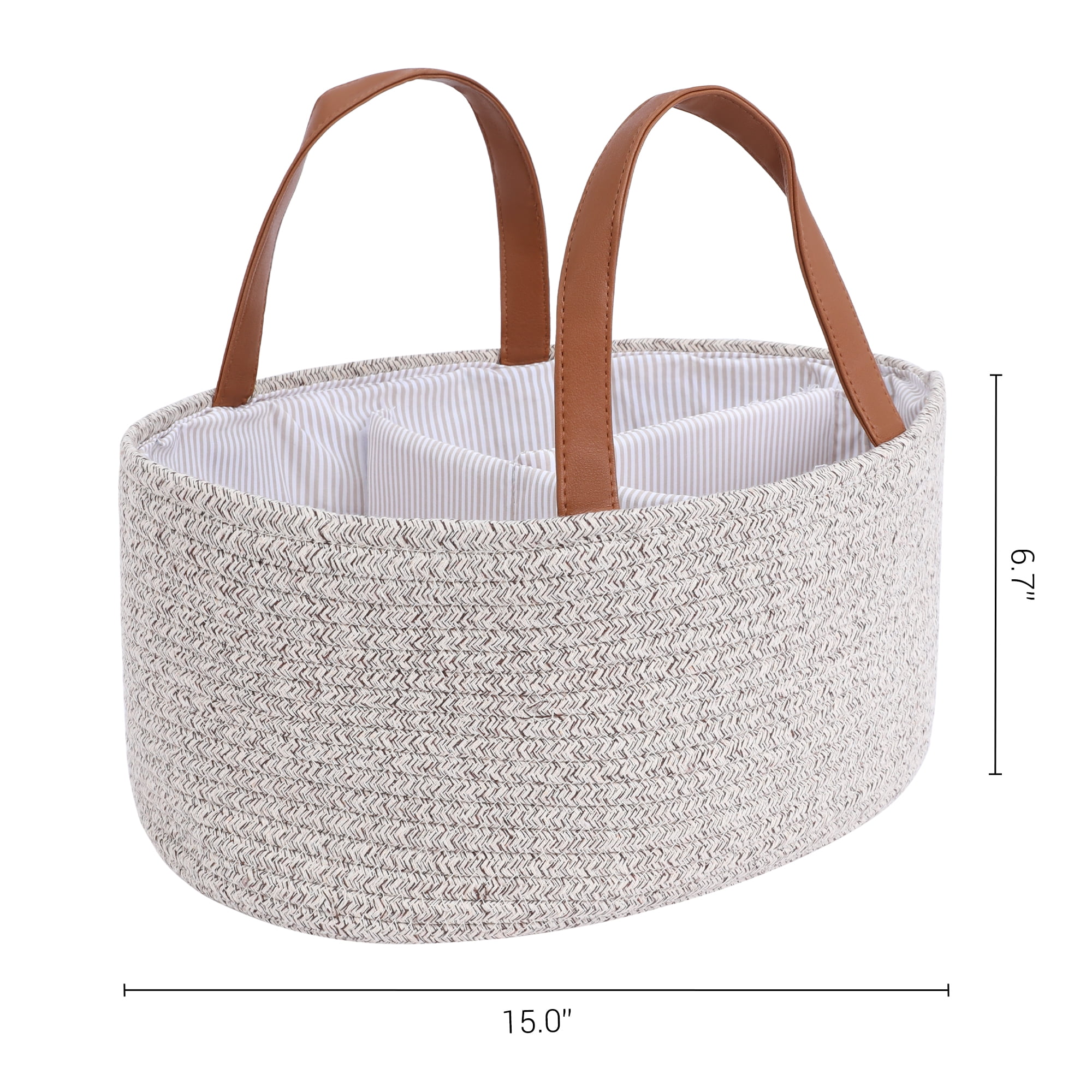 Unique Bargains 1 Pack Woven Storage Basket Bin with Divider and Handle Brown L
