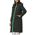 thumbnail image 4 of INSPIRE CHIC Women's Winter Long Puffer Coat Hooded Zip Up Down Jackets Outerwear M Black, 4 of 6