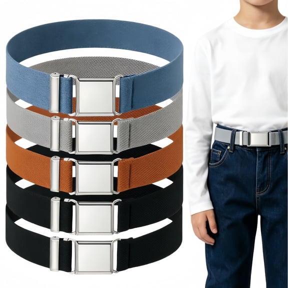 5 Pack Adjustable Elastic Stretch Belts for Kids in Various Colors