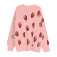 thumbnail image 6 of Sweaters for women Women's Knit Sweater Coat Long Sleeve Open Front Cardigan With Strawberry Jacquard Pattern Stylish Loose Fit Outwear For Fall Winter christmas sweater women, 6 of 6
