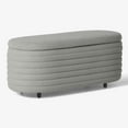 thumbnail image 5 of WestinTrends 42" Wide Mid-Century Modern Upholstered Teddy Sherpa Tufted Oval Storage Ottoman Bench, Light Gray, 5 of 7