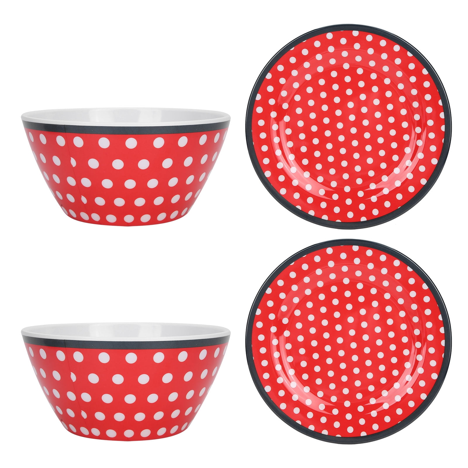 Oubit Plat Rond, Ensemble de 4 Assiettes à Salade, Assiette à Salade, Assiette Alimentaire, Matériaux de Première Qualité