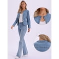thumbnail image 2 of DARING DIVA Women's Peplum Hem Button Down Collarless Jean Jacket XS Light Blue, 2 of 6