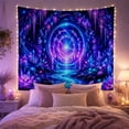 thumbnail image 2 of Glowing Cosmic Portal in a Forest with Lotus Flowers, Mystical Fantasy Art for Space Enthusiasts, Ethereal Wall Decor, Housewarming Gift Tapestry Wall Hanging for Bedroom and Living Room, 2 of 7